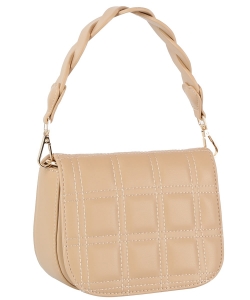 Fashion Quilted Flap Satchel Bag LE-0324 NUDE